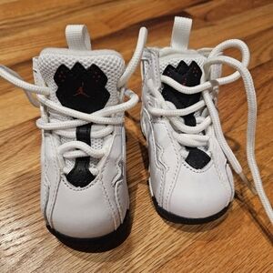 Kids White and Black Jordan Shoes